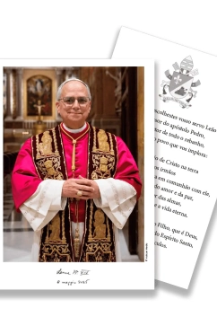 Produto - Papa Leão XIV - Cartão com oração - C/ 10 unidades - 10,5 x 14,8 cm